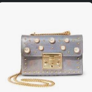 NWOT, Steve Madden Prince Crossbody Metallic Studded Bag Gray